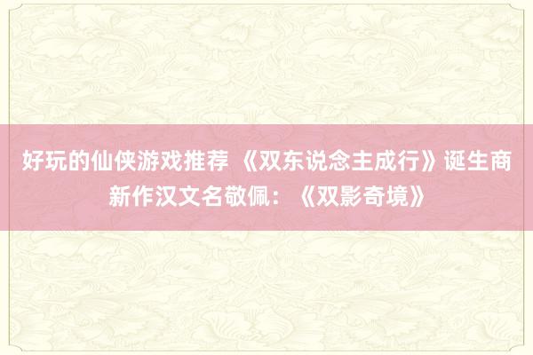 好玩的仙侠游戏推荐 《双东说念主成行》诞生商新作汉文名敬佩：《双影奇境》